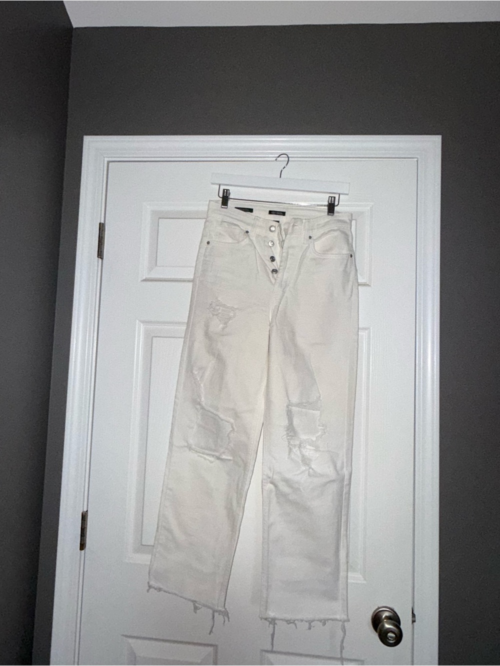 wild fable White Distressed Straight-Leg Jeans
